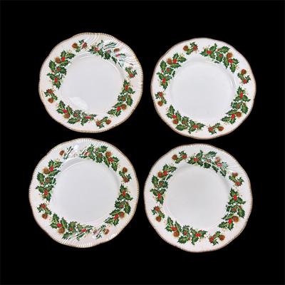 Sale Photo Thumbnail #42: Rosina Queens Yuletide Scalloped Dinnerware  Made in England  Set Contains 4 8" Plates, 4-6.5" Plates, 4-saucer and three cups