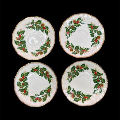 Sale Photo Thumbnail #40: Rosina Queens Yuletide Scalloped Dinnerware  Made in England  Set Contains 4 8" Plates, 4-6.5" Plates, 4-saucer and three cups