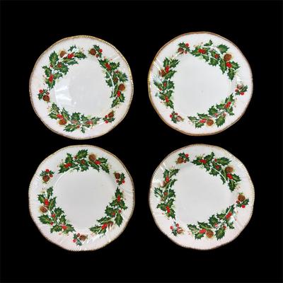 Sale Photo Thumbnail #41: Rosina Queens Yuletide Scalloped Dinnerware  Made in England  Set Contains 4 8" Plates, 4-6.5" Plates, 4-saucer and three cups