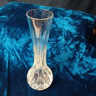 FENTON IRIDESCENT GLASS BASKET AND A CRYSTAL VASE
