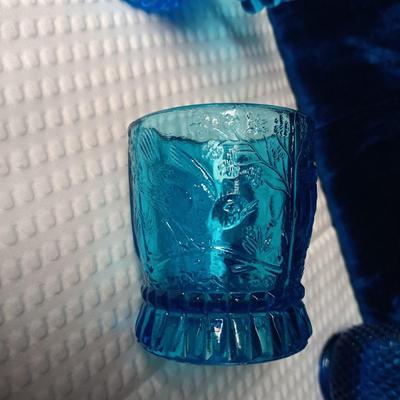 BEVERAGETTE GLASS CONTAINER, 2 BRYCE BROTHERS MUGS & DIAMOND PATTERN CREAM/SUGAR SET