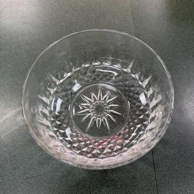 Sale Photo Thumbnail #45: Clear Glass Serving Plate by Federal Glass Windsor Pattern and Two Arcoroc France Diamant Glass Serving Bowls
