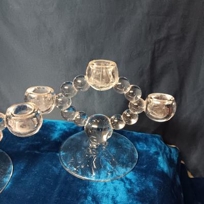 PAIR OF CANDLEWICK 3 LIGHT CANDLESTICKS