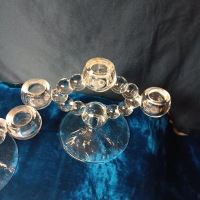 PAIR OF CANDLEWICK 3 LIGHT CANDLESTICKS