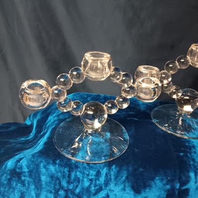 PAIR OF CANDLEWICK 3 LIGHT CANDLESTICKS