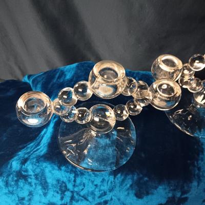 PAIR OF CANDLEWICK 3 LIGHT CANDLESTICKS