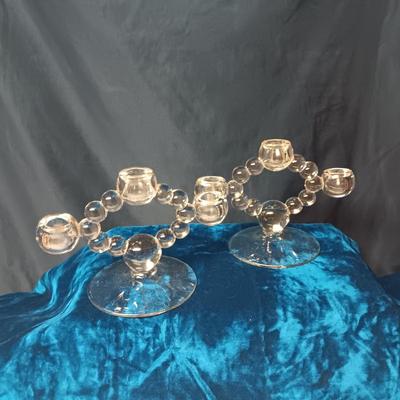 PAIR OF CANDLEWICK 3 LIGHT CANDLESTICKS