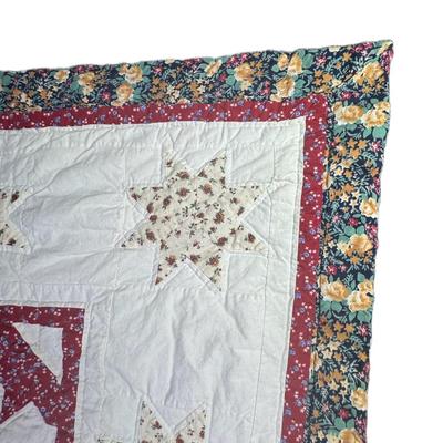 Sale Photo Thumbnail #928: On close inspection, we believe this piece to be hand stitched/hand quilted. It has a country aesthetic with block patterns. There is some minor discoloration, and age related wear. Measurement: 82” x 82” (approximate). [CS]