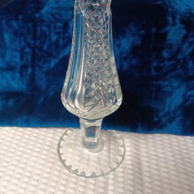 ETCHED GLASS BASKET AND A CRYSTAL VASE