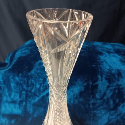 ETCHED GLASS BASKET AND A CRYSTAL VASE