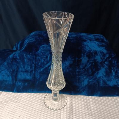 ETCHED GLASS BASKET AND A CRYSTAL VASE