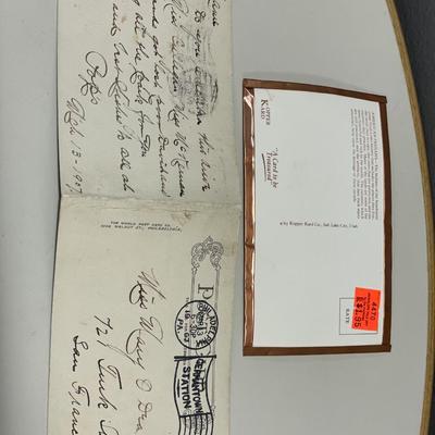 Kopper kard and 1907 postcard