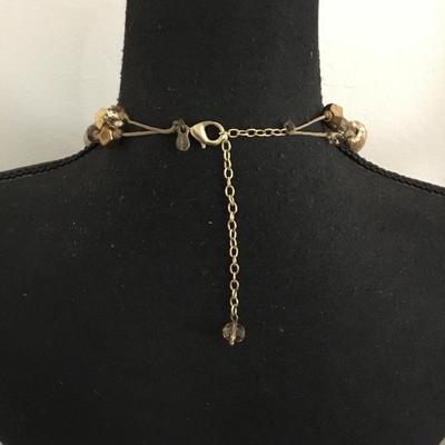 Beautiful vintage, Chicos, beige crystal and faceted glass rhinestone bead, double strand statement, necklace, BoHo style