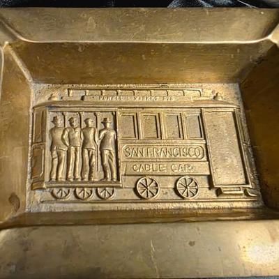 Vintage Solid Brass San Francisco Cable Car Ashtray – Powell & Market St. Souvenir Tray, Made in India