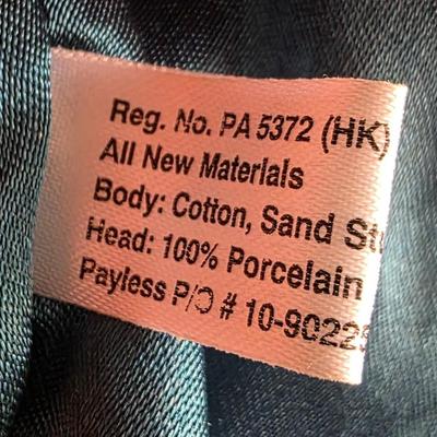 Vintage Gold Deer & Co. Ltd. Porcelain Display Doll – Teal & Crimson Ensemble with Golden Headdress