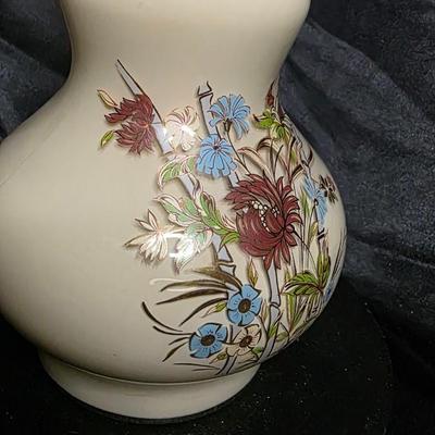 Kaadan Ltd. Vintage Floral Kerosene Lamp 16 Inch Hand Painted Oil Lamp with Clear Hurricane Chimney (1970s-1980s)