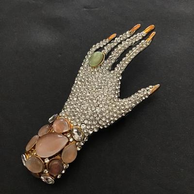 Really cool rhinestone hand brooch