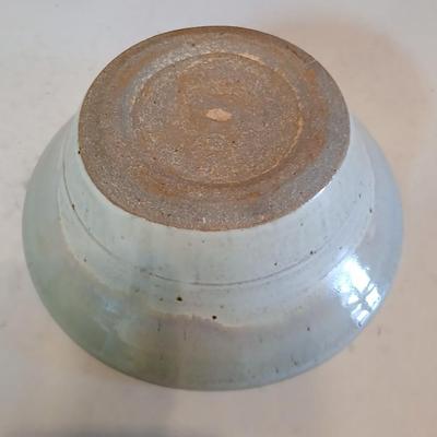 West bend bean pot - Signed Pottery bowl and a bbq utensil set