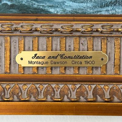 Framed Nautical Artwork – “Java and Constitution” (Title on Plaque)