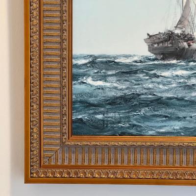 Framed Nautical Artwork – “Java and Constitution” (Title on Plaque)