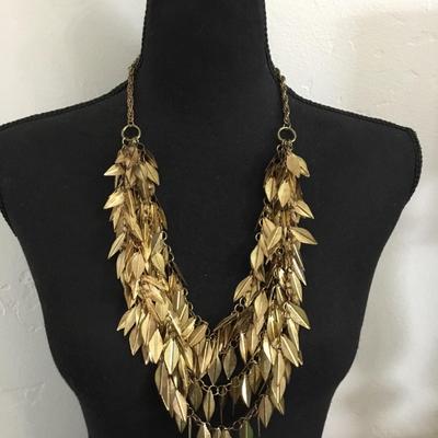 Vintage, gold, toned, Leaf statement necklace