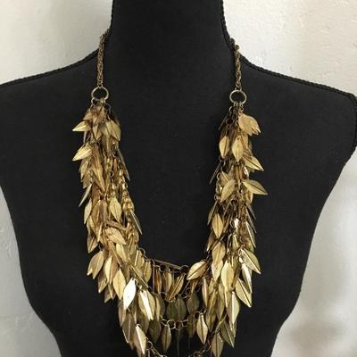 Vintage, gold, toned, Leaf statement necklace