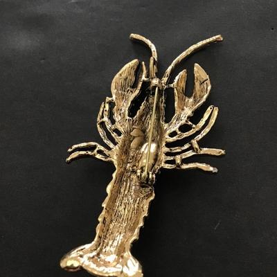 Beautiful pink Rhinestone lobster brooch