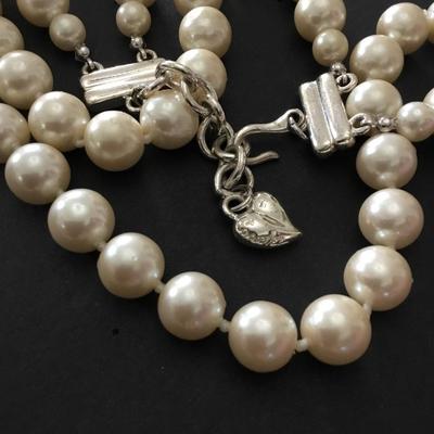 Vintage CaroLee Silver-tone faux, pearl double strand choker