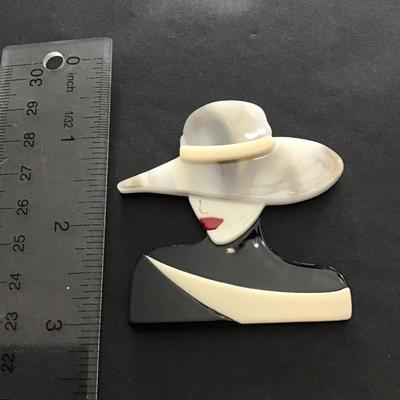 Pretty acrylic lady pin brooch