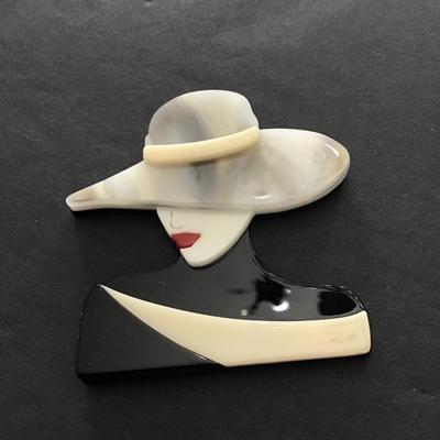 Pretty acrylic lady pin brooch