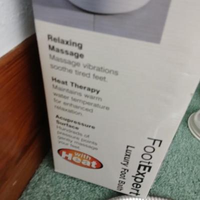 Assortment of Bath items - Towels - Foot expert foot bath - grooming items - suction handles and more