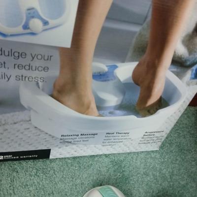 Assortment of Bath items - Towels - Foot expert foot bath - grooming items - suction handles and more