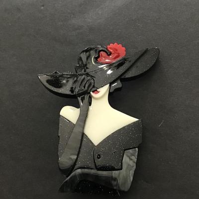 Beautiful acrylic lady brooch pin