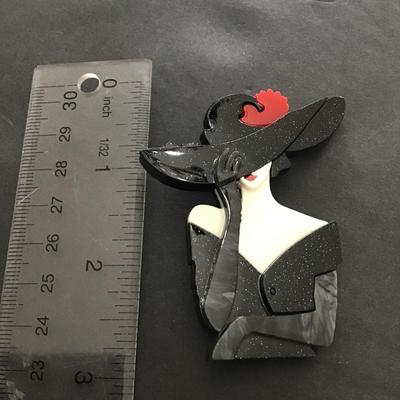 Beautiful acrylic lady brooch pin