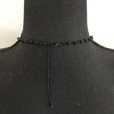 Beautiful jet, black, faceted, glass bead bib necklace