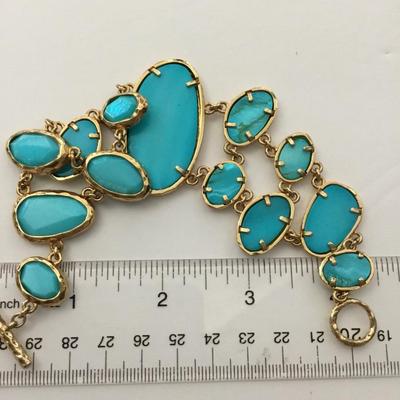 Gorgeous, gold, toned, turquoise, shell or glass wide toggle bracelet very beautiful very nice
