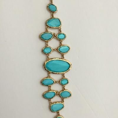 Gorgeous, gold, toned, turquoise, shell or glass wide toggle bracelet very beautiful very nice