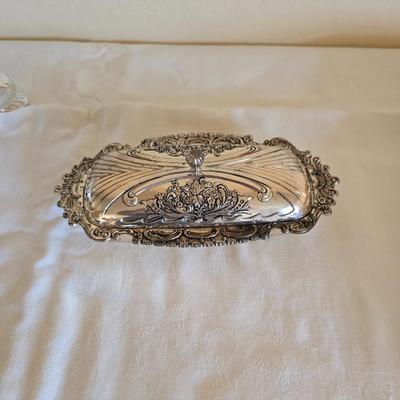 National stainless Japan flatware set - cream pitcher - candle sticks by Avon - and a beautiful metal covered butter dish