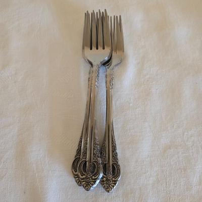 National stainless Japan flatware set - cream pitcher - candle sticks by Avon - and a beautiful metal covered butter dish