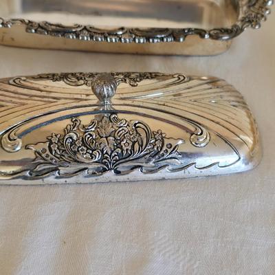 National stainless Japan flatware set - cream pitcher - candle sticks by Avon - and a beautiful metal covered butter dish