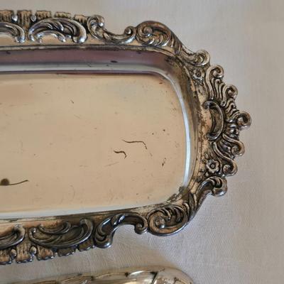 National stainless Japan flatware set - cream pitcher - candle sticks by Avon - and a beautiful metal covered butter dish