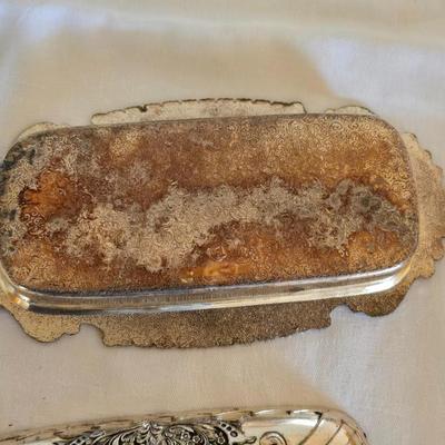 National stainless Japan flatware set - cream pitcher - candle sticks by Avon - and a beautiful metal covered butter dish