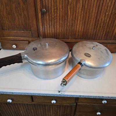 Two pressure cooker pots - as is for parts or repair - Presto meat cooker -