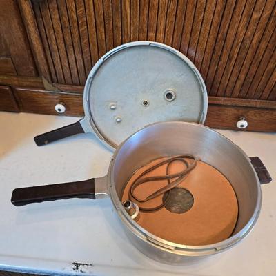 Two pressure cooker pots - as is for parts or repair - Presto meat cooker -