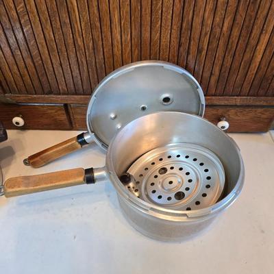 Two pressure cooker pots - as is for parts or repair - Presto meat cooker -
