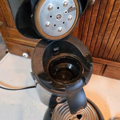 Philips Senseo coffee pod machine. - large white mug and a vintage Pioneer Seed advertising vacuum carafe