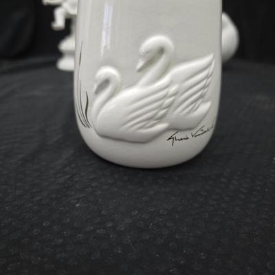 Angel Moroni from Old Roberts Ministry = Objects d' art "Fall" Intaglio Angel figure -Porcelain Dove bird and a swan vase...