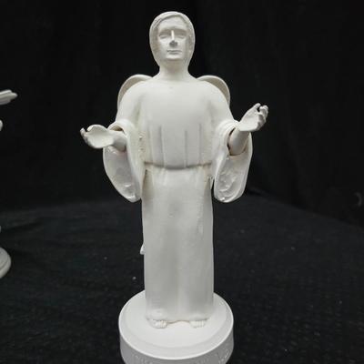 Angel Moroni from Old Roberts Ministry = Objects d' art "Fall" Intaglio Angel figure -Porcelain Dove bird and a swan vase...
