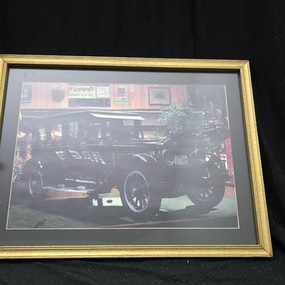 Vintage Tootsie Toy Land Rover diecast toy car. with framed picture of a 1920 Pierce-Arrow Series 51 Enclosed Limousine - Woodrow Wilson