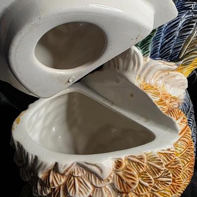 Vintage Jay Import Majolica Rooster Cookie Jar - Large Hand-Painted Ceramic Chicken Canister